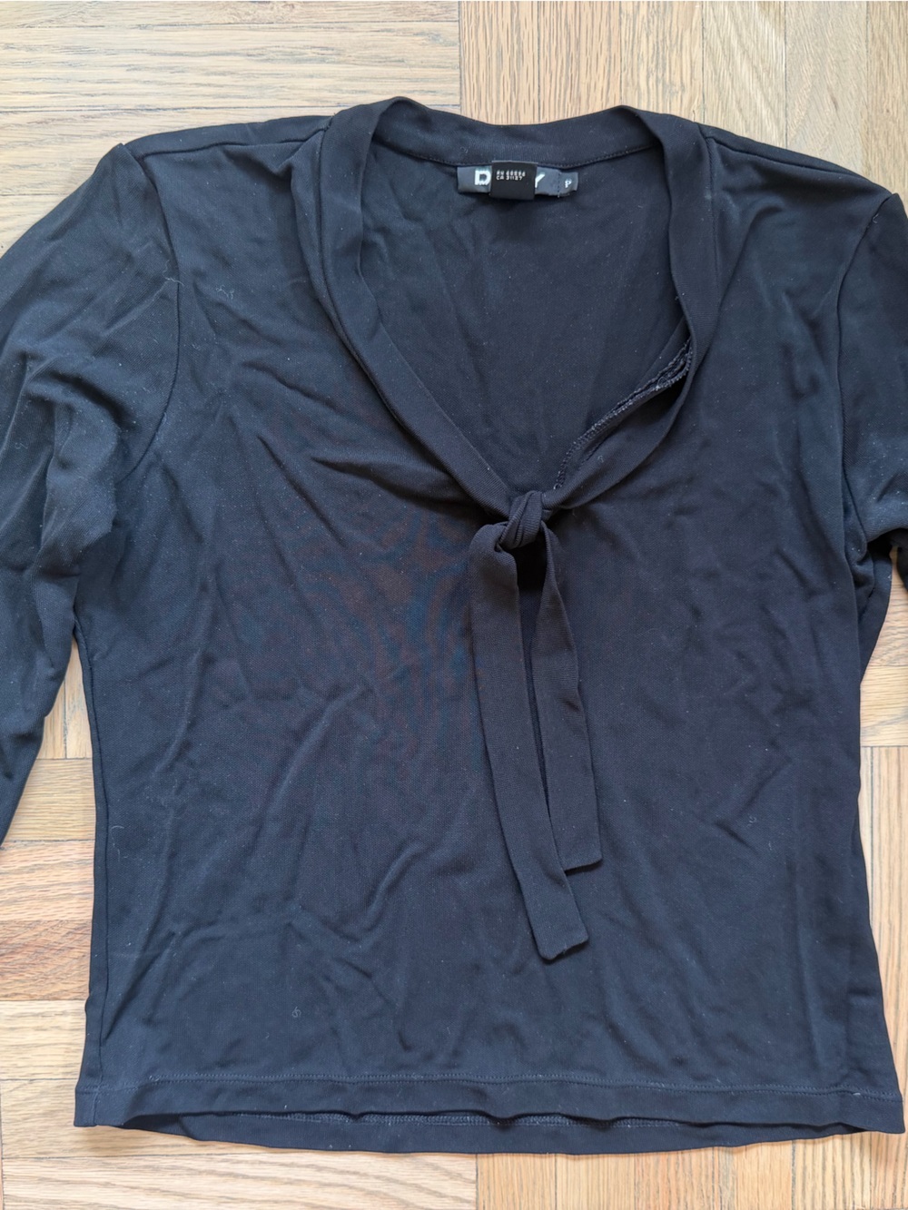 Dkny Black Tie-Back Tunic Top